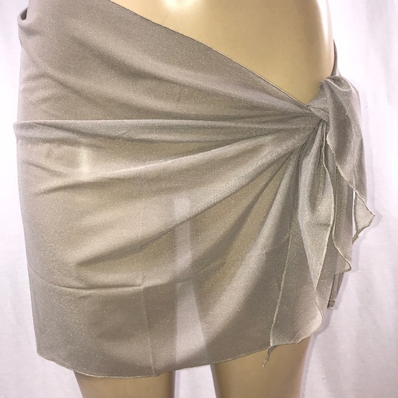 Under The Sun Shimmery Silver Mesh Sarong Skirt - Picture 4 of 4